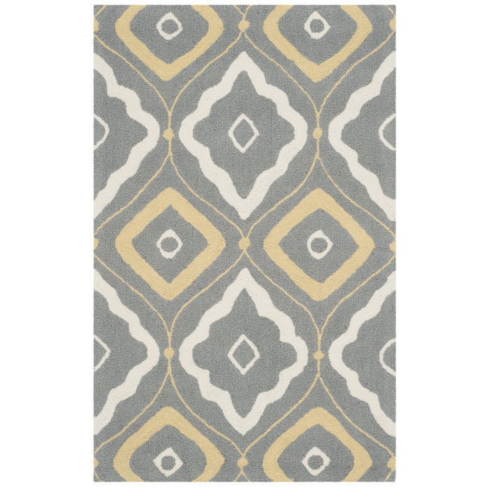 Latitude Run® Salome HandHooked Ivory/Dark Gray/Gold Indoor/Outdoor Area Rug & Reviews